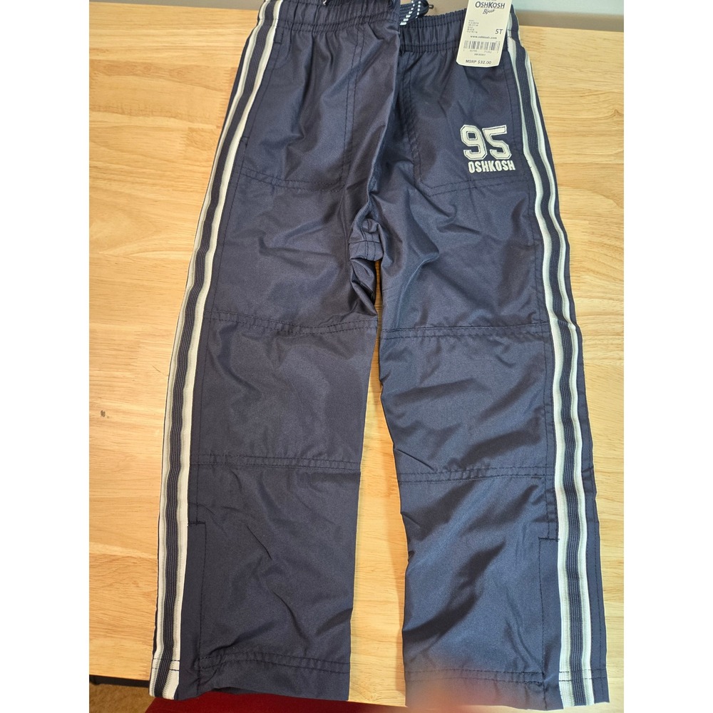 OshKosh Boys Navy Blue Jersey Lined Track Pants Side Stripe Size 5T OKT15131-5T